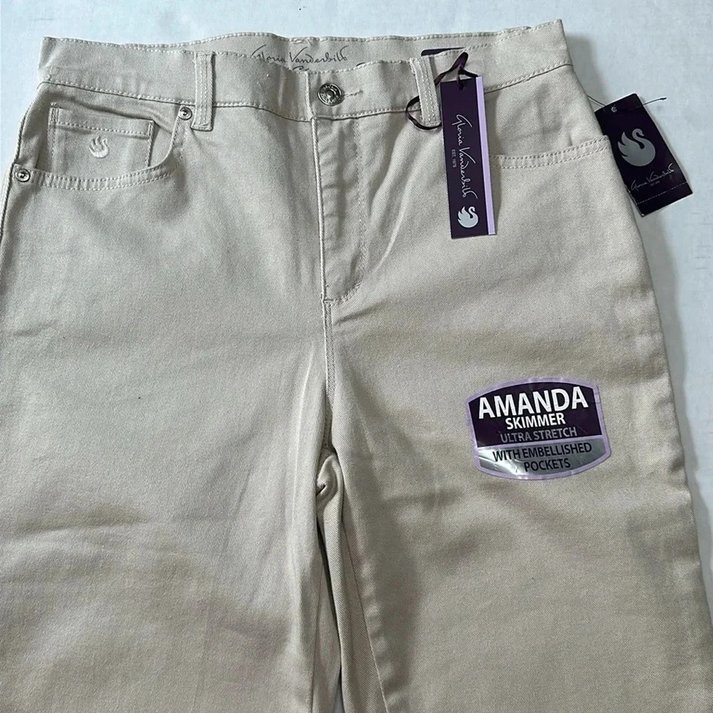 Gloria Vanderbilt Amanda Skimmer Crop Stretch Embellished Pockets‎ Size 6P NWT - Picture 4 of 13
